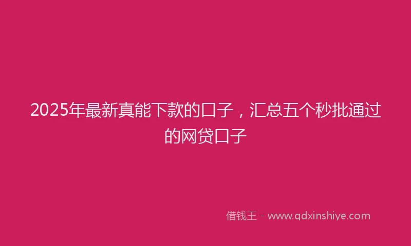 2025年最新真能下款的口子，汇总五个秒批通过的网贷口子