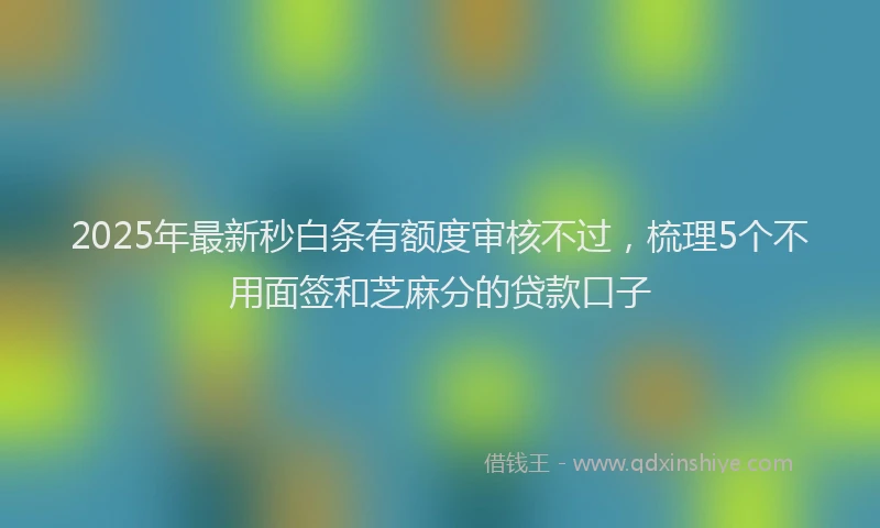 2025年最新秒白条有额度审核不过，梳理5个不用面签和芝麻分的贷款口子