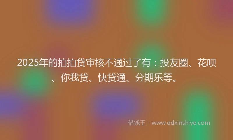 2025年的拍拍贷审核不通过了有：投友圈、花呗、你我贷、快贷通、分期乐等。
