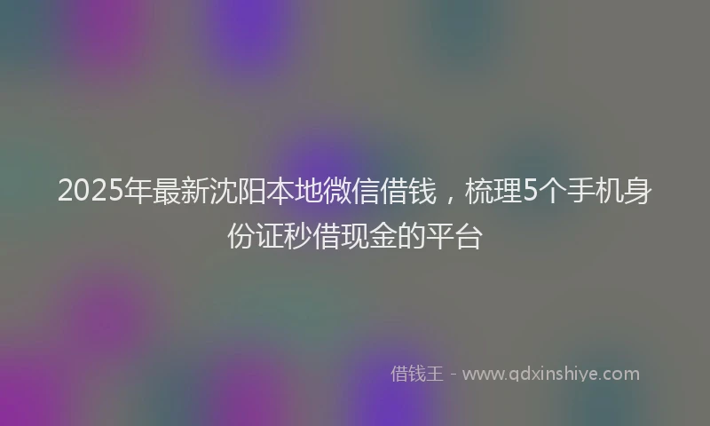 2025年最新沈阳本地微信借钱，梳理5个手机身份证秒借现金的平台