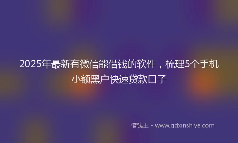 2025年最新有微信能借钱的软件，梳理5个手机小额黑户快速贷款口子
