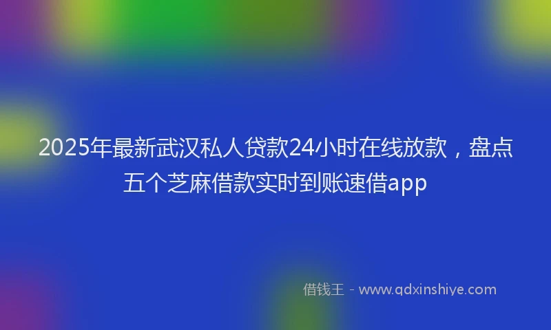 2025年最新武汉私人贷款24小时在线放款，盘点五个芝麻借款实时到账速借app