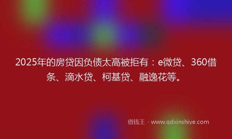 2025年的房贷因负债太高被拒有：e微贷、360借条、滴水贷、柯基贷、融逸花等。