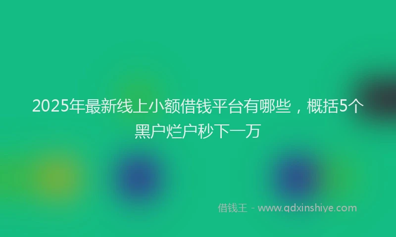 2025年最新线上小额借钱平台有哪些，概括5个黑户烂户秒下一万
