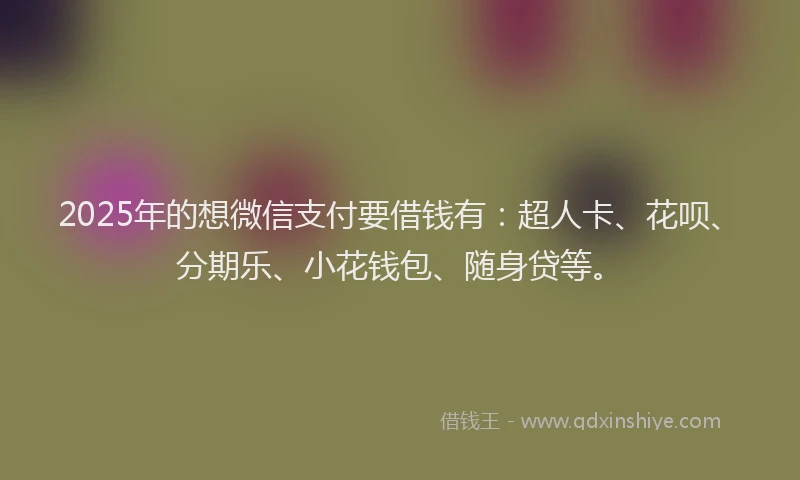 2025年的想微信支付要借钱有：超人卡、花呗、分期乐、小花钱包、随身贷等。