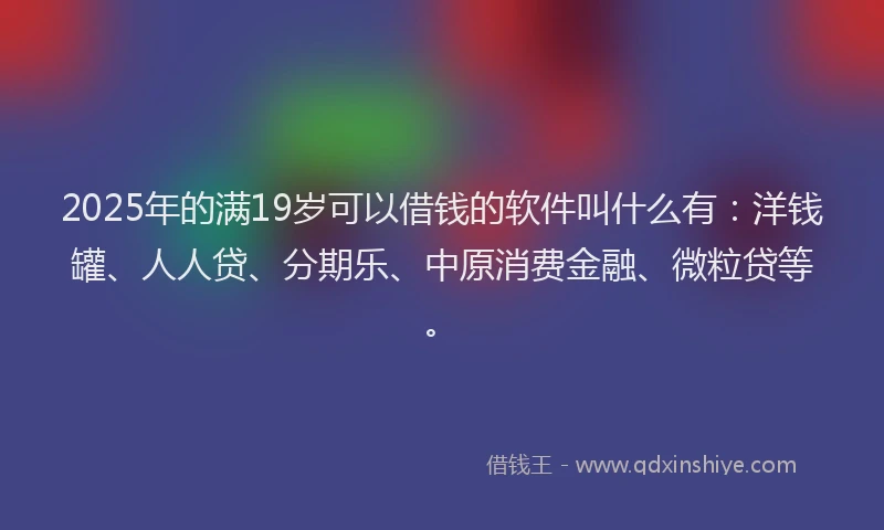 2025年的满19岁可以借钱的软件叫什么有：洋钱罐、人人贷、分期乐、中原消费金融、微粒贷等。