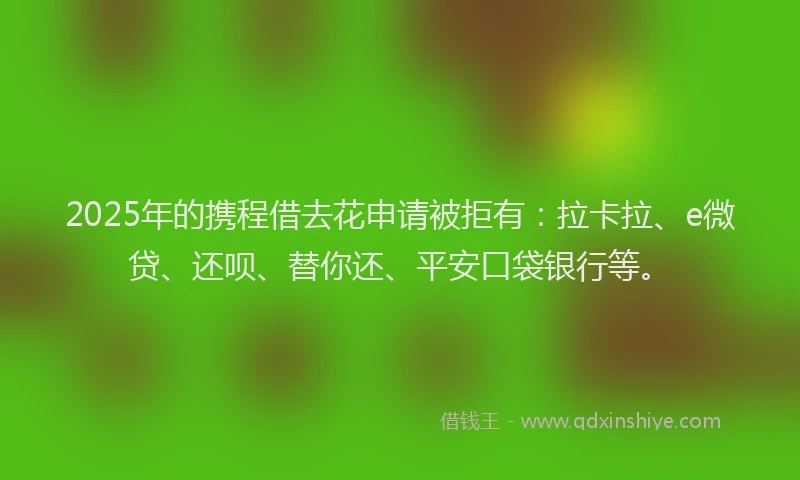 2025年的携程借去花申请被拒有：拉卡拉、e微贷、还呗、替你还、平安口袋银行等。