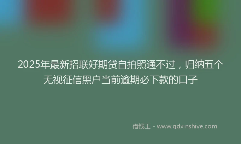 2025年最新招联好期贷自拍照通不过，归纳五个无视征信黑户当前逾期必下款的口子