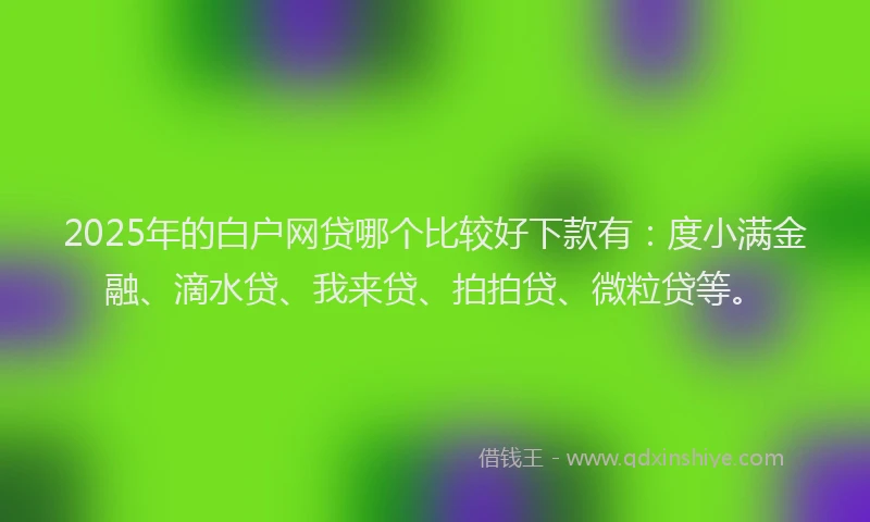 2025年的白户网贷哪个比较好下款有：度小满金融、滴水贷、我来贷、拍拍贷、微粒贷等。