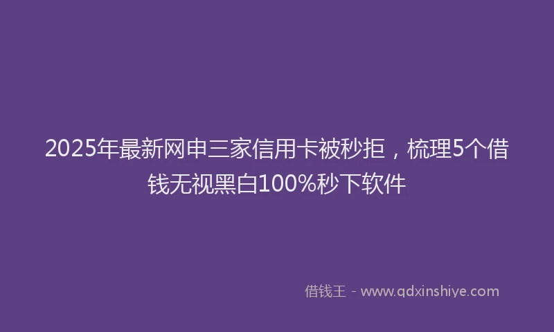 2025年最新网申三家信用卡被秒拒,梳理5个借钱无视黑白100%秒下软件