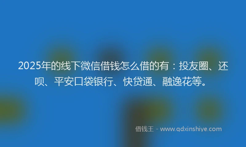 2025年的线下微信借钱怎么借的有：投友圈、还呗、平安口袋银行、快贷通、融逸花等。