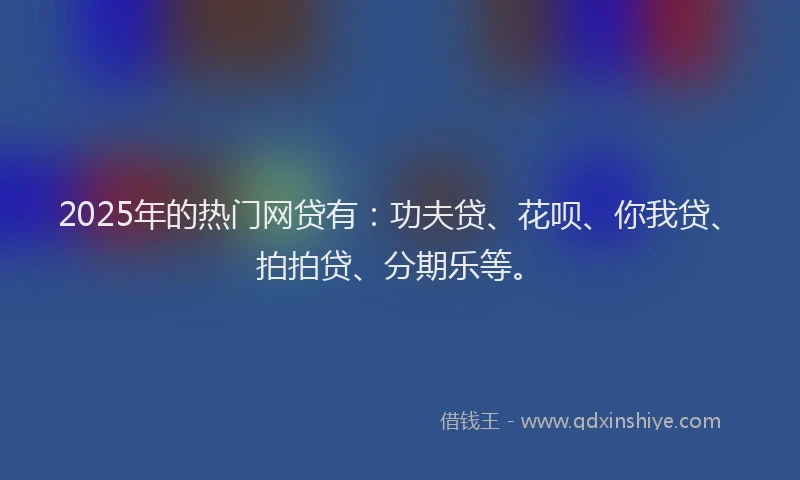 2025年的热门网贷有：功夫贷、花呗、你我贷、拍拍贷、分期乐等。