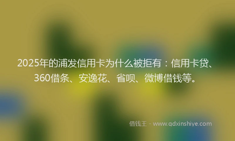 2025年的浦发信用卡为什么被拒有：信用卡贷、360借条、安逸花、省呗、微博借钱等。