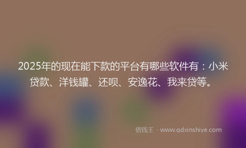 2025年的现在能下款的平台有哪些软件有：小米贷款、洋钱罐、还呗、安逸花、我来贷等。