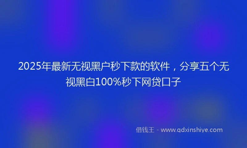 2025年最新无视黑户秒下款的软件，分享五个无视黑白100%秒下网贷口子