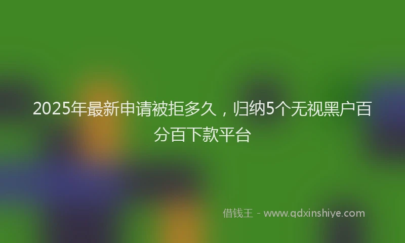 2025年最新申请被拒多久，归纳5个无视黑户百分百下款平台
