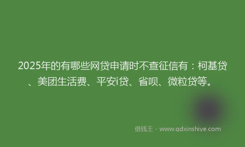 2025年的有哪些网贷申请时不查征信有：柯基贷、美团生活费、平安i贷、省呗、微粒贷等。