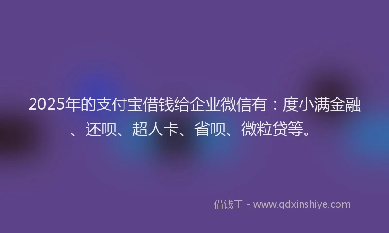 2025年的支付宝借钱给企业微信有：度小满金融、还呗、超人卡、省呗、微粒贷等。