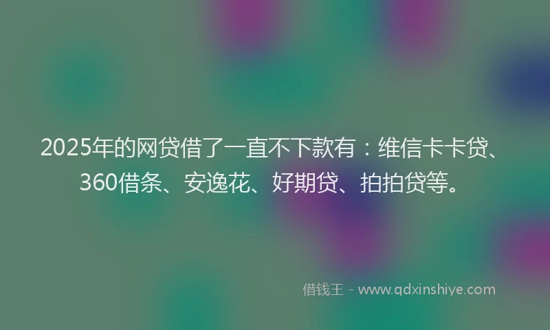 2025年的网贷借了一直不下款有：维信卡卡贷、360借条、安逸花、好期贷、拍拍贷等。