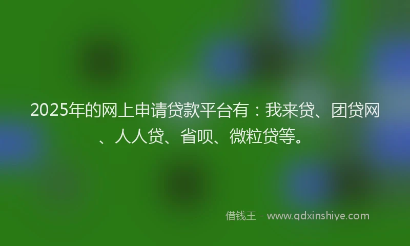 2025年的网上申请贷款平台有：我来贷、团贷网、人人贷、省呗、微粒贷等。
