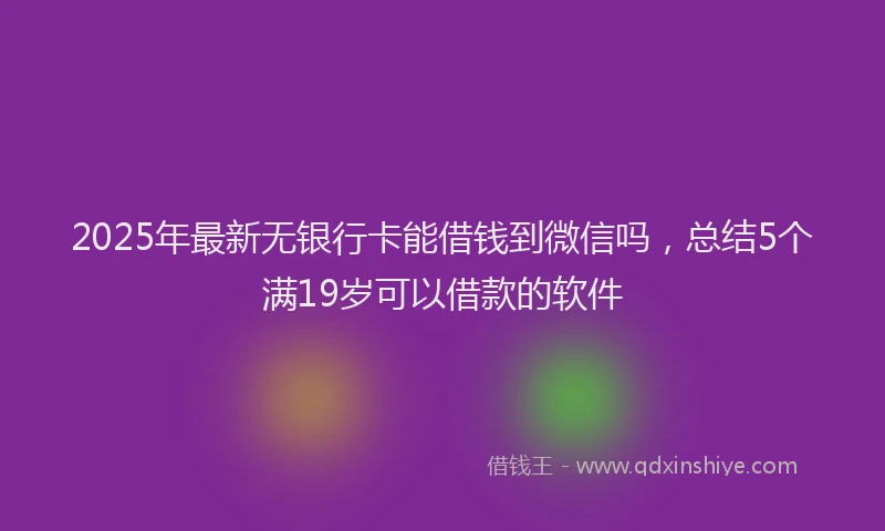 2025年最新无银行卡能借钱到微信吗，总结5个满19岁可以借款的软件