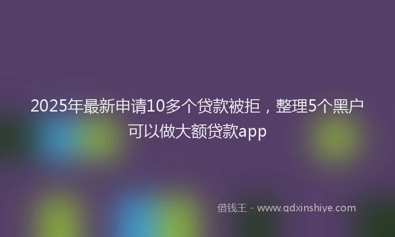 2025年最新申请10多个贷款被拒，整理5个黑户可以做大额贷款app
