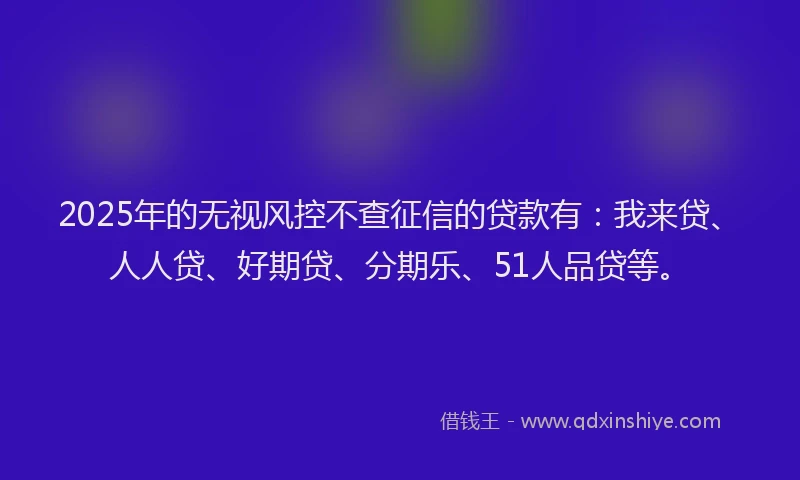 2025年的无视风控不查征信的贷款有：我来贷、人人贷、好期贷、分期乐、51人品贷等。