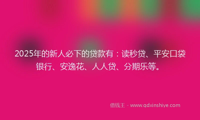 2025年的新人必下的贷款有：读秒贷、平安口袋银行、安逸花、人人贷、分期乐等。