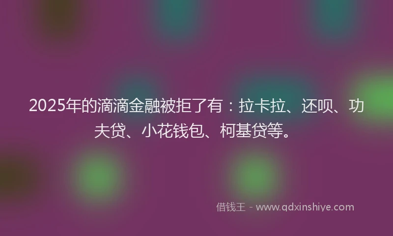 2025年的滴滴金融被拒了有：拉卡拉、还呗、功夫贷、小花钱包、柯基贷等。