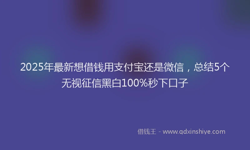 2025年最新想借钱用支付宝还是微信，总结5个无视征信黑白100%秒下口子