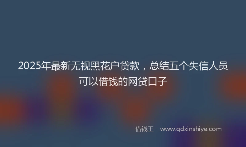2025年最新无视黑花户贷款，总结五个失信人员可以借钱的网贷口子