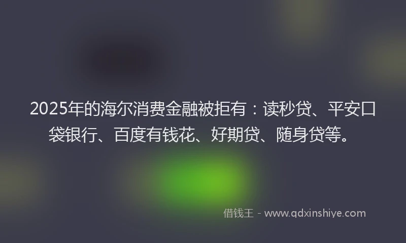 2025年的海尔消费金融被拒有：读秒贷、平安口袋银行、百度有钱花、好期贷、随身贷等。