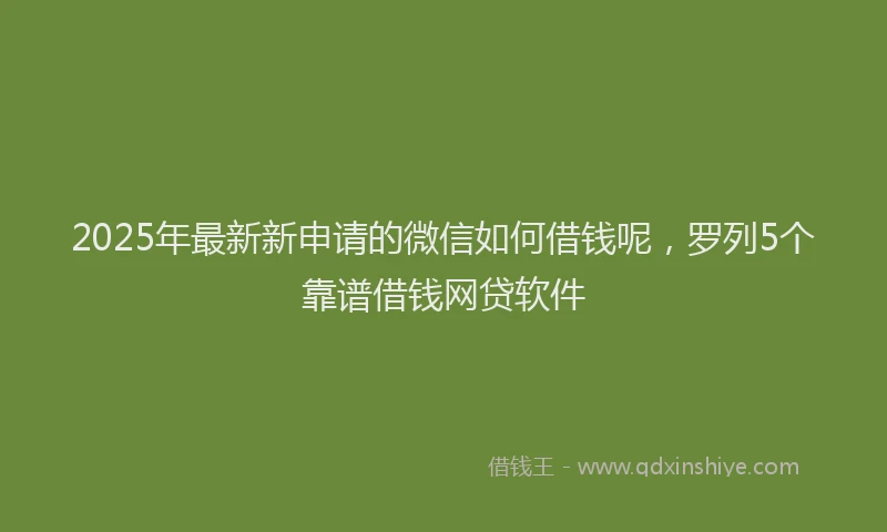2025年最新新申请的微信如何借钱呢，罗列5个靠谱借钱网贷软件