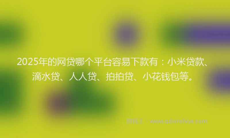 2025年的网贷哪个平台容易下款有：小米贷款、滴水贷、人人贷、拍拍贷、小花钱包等。