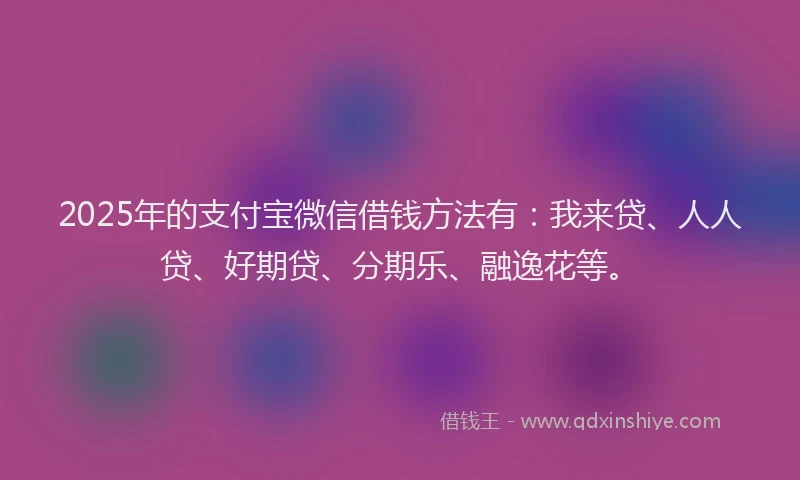 2025年的支付宝微信借钱方法有：我来贷、人人贷、好期贷、分期乐、融逸花等。