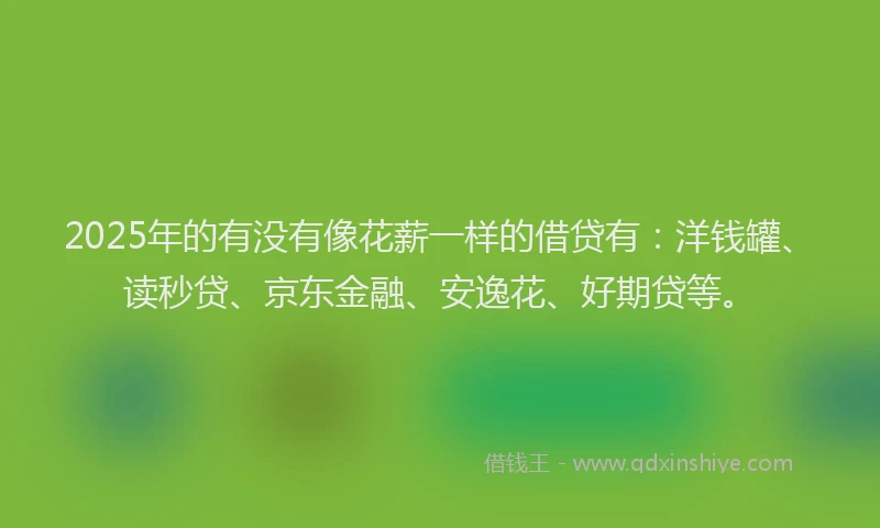 2025年的有没有像花薪一样的借贷有：洋钱罐、读秒贷、京东金融、安逸花、好期贷等。