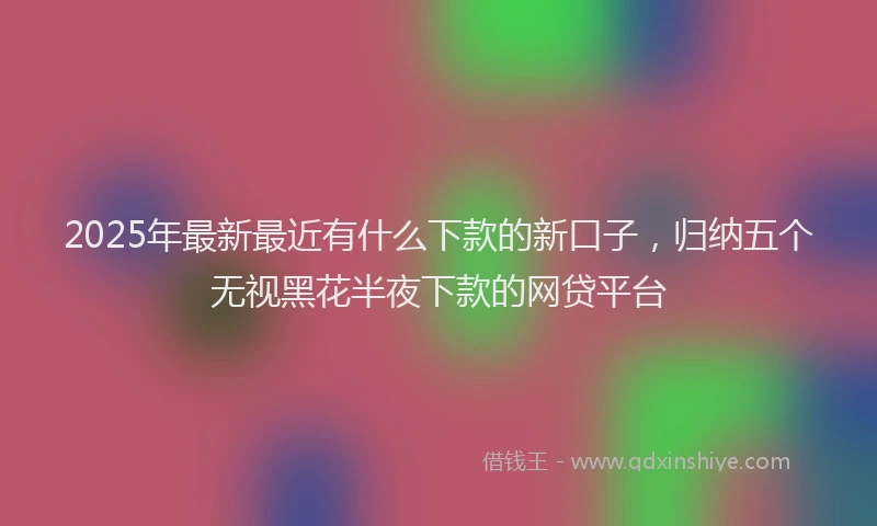2025年最新最近有什么下款的新口子，归纳五个无视黑花半夜下款的网贷平台