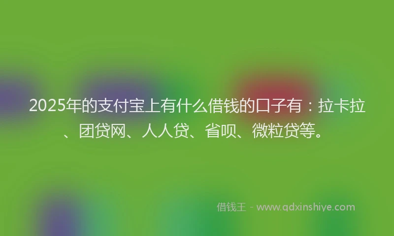 2025年的支付宝上有什么借钱的口子有：拉卡拉、团贷网、人人贷、省呗、微粒贷等。