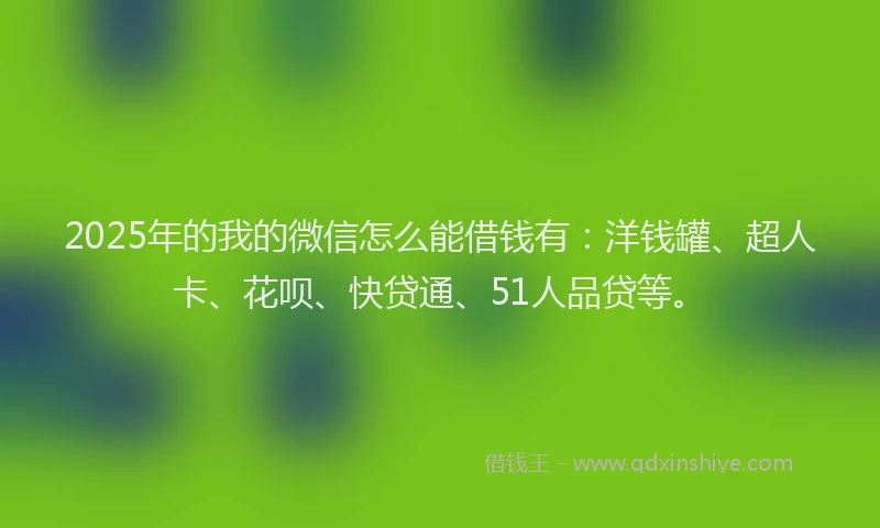 2025年的我的微信怎么能借钱有：洋钱罐、超人卡、花呗、快贷通、51人品贷等。
