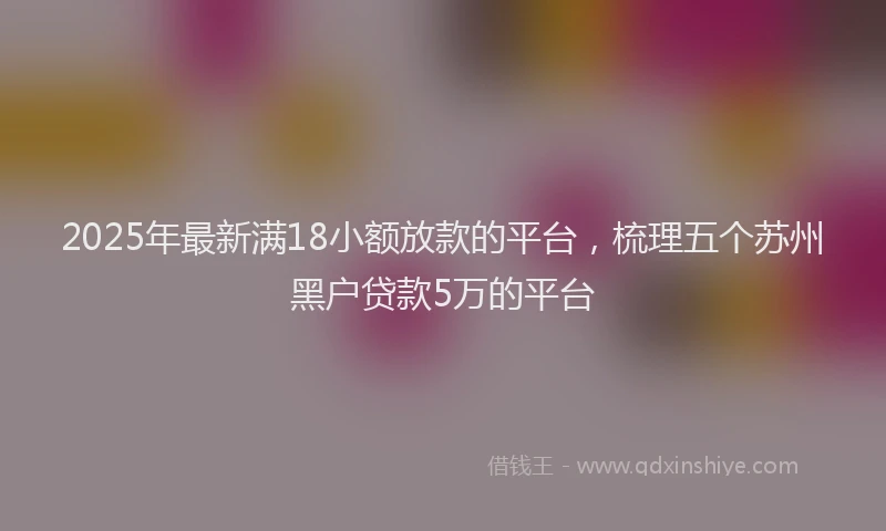 2025年最新满18小额放款的平台，梳理五个苏州黑户贷款5万的平台