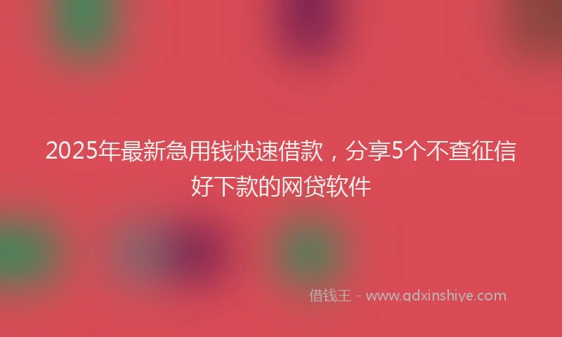 2025年最新急用钱快速借款，分享5个不查征信好下款的网贷软件