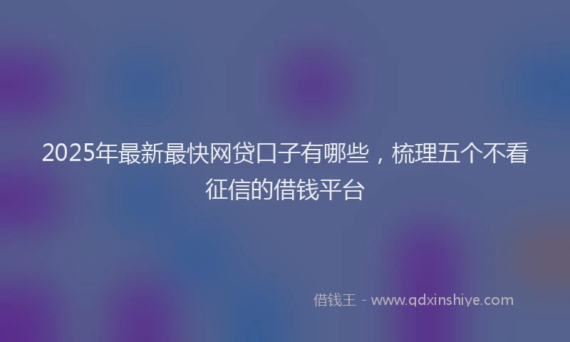 2025年最新最快网贷口子有哪些，梳理五个不看征信的借钱平台