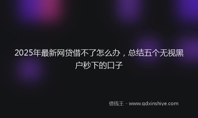 2025年最新网贷借不了怎么办，总结五个无视黑户秒下的口子