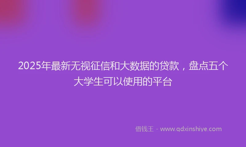 2025年最新无视征信和大数据的贷款，盘点五个大学生可以使用的平台