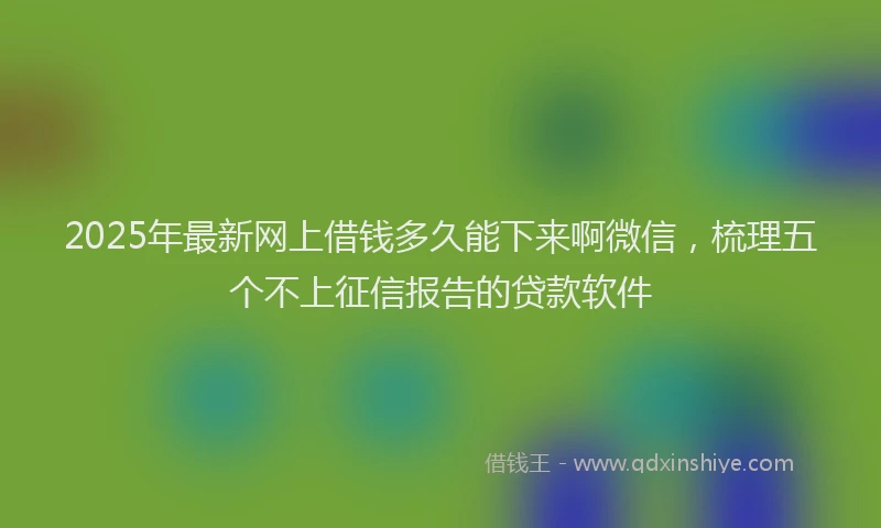 2025年最新网上借钱多久能下来啊微信，梳理五个不上征信报告的贷款软件