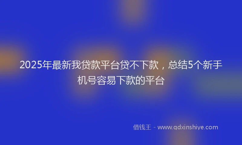 2025年最新我贷款平台贷不下款，总结5个新手机号容易下款的平台