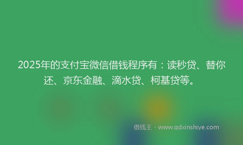 2025年的支付宝微信借钱程序有：读秒贷、替你还、京东金融、滴水贷、柯基贷等。
