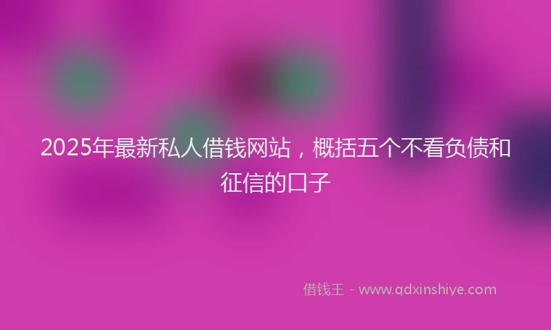 2025年最新私人借钱网站，概括五个不看负债和征信的口子