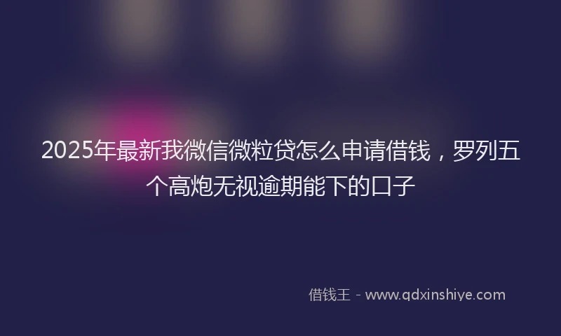 2025年最新我微信微粒贷怎么申请借钱，罗列五个高炮无视逾期能下的口子
