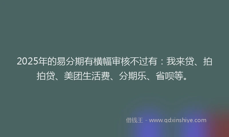 2025年的易分期有横幅审核不过有：我来贷、拍拍贷、美团生活费、分期乐、省呗等。